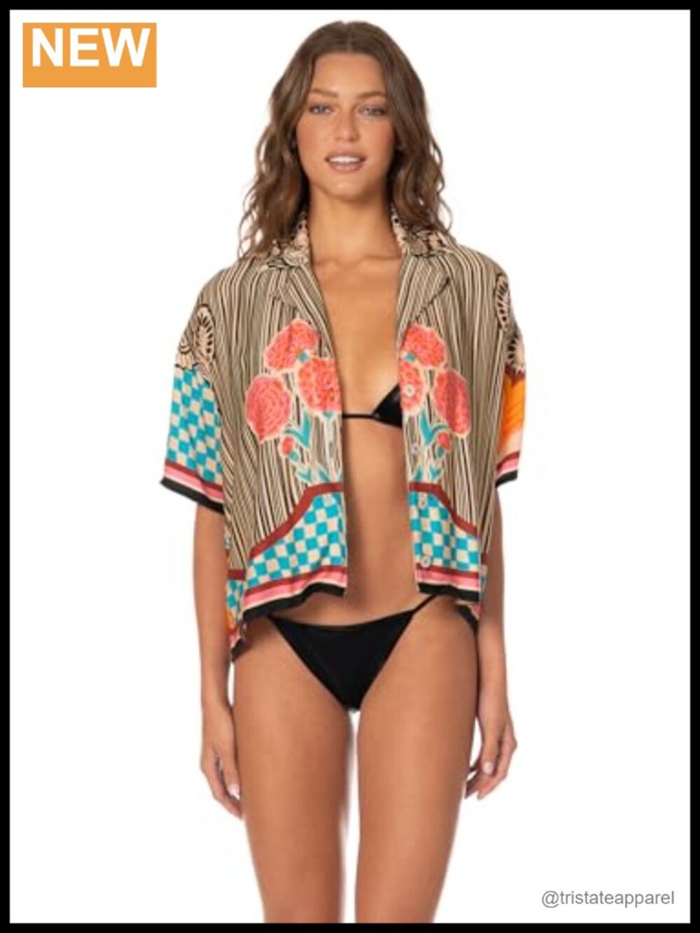 Beach Shirt Button Down Collared Short Sleeve Kimono Rash Guard Swimwear